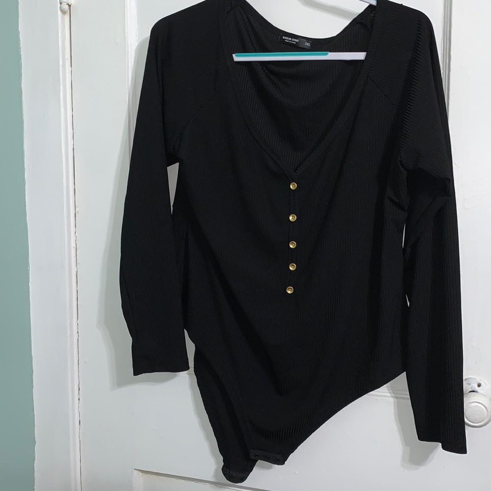 Black buttoned body suit